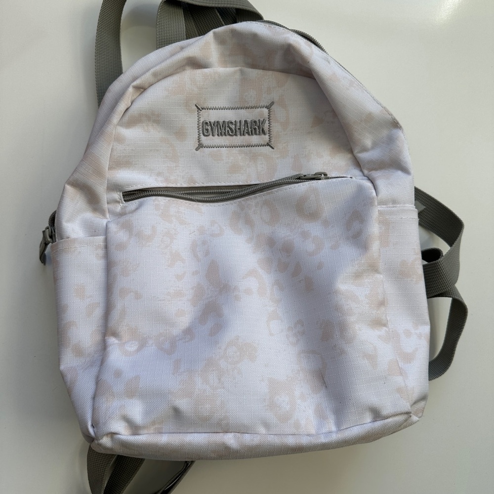 Gymshark Light Gray and White Backpack